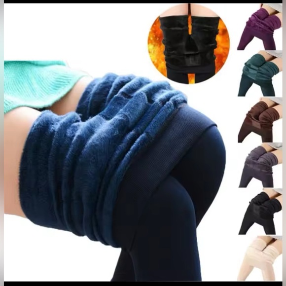 Thick warm fleece Leggings for Women High Waist size Large - Picture 1 of 13